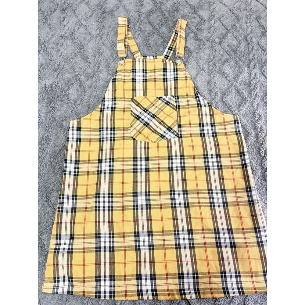 Cher Y2K famous Yellow Plaid Mini Overall Dress XL women's